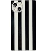 Square Black White Striped Case Compatible with iPhone 14 Pro Max Classic Luxury Zebra Lines Stri...
