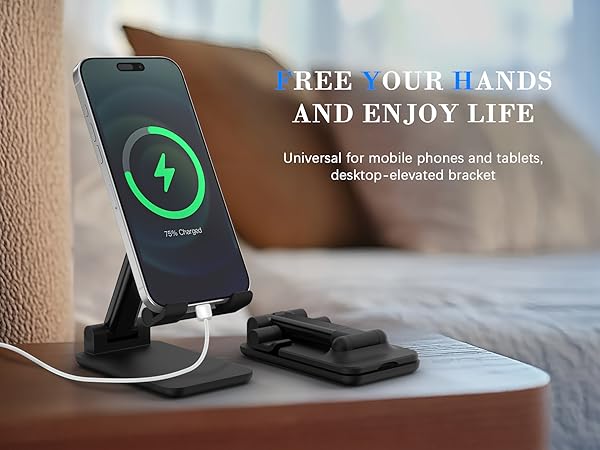 free your hands and enjoy life universal for mobile phones and tablets desktop-elevated bracket