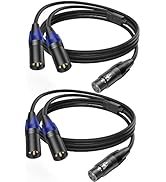 LanSenSu XLR Splitter Cable, 1 XLR Female to 2 XLR Male Patch Y Cable Balanced Microphone Splitte...