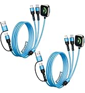 [2Pack,5FT] Travel Essentials, 3 in 2 USB A/C Cable to iPhone 17 Charger/ iWatch Charger/IP, Brai...