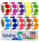 4500 PCS 3/4" Colored Dot Stickers Circle Stickers Color Coding Labels, 10 Color Style Colorful C...