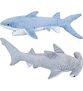Bedwina Stuffed Animal Sharks - Pack of 2 Large, 14 inch Mako &amp; 13 inch Hammerhead Plush Shark To...