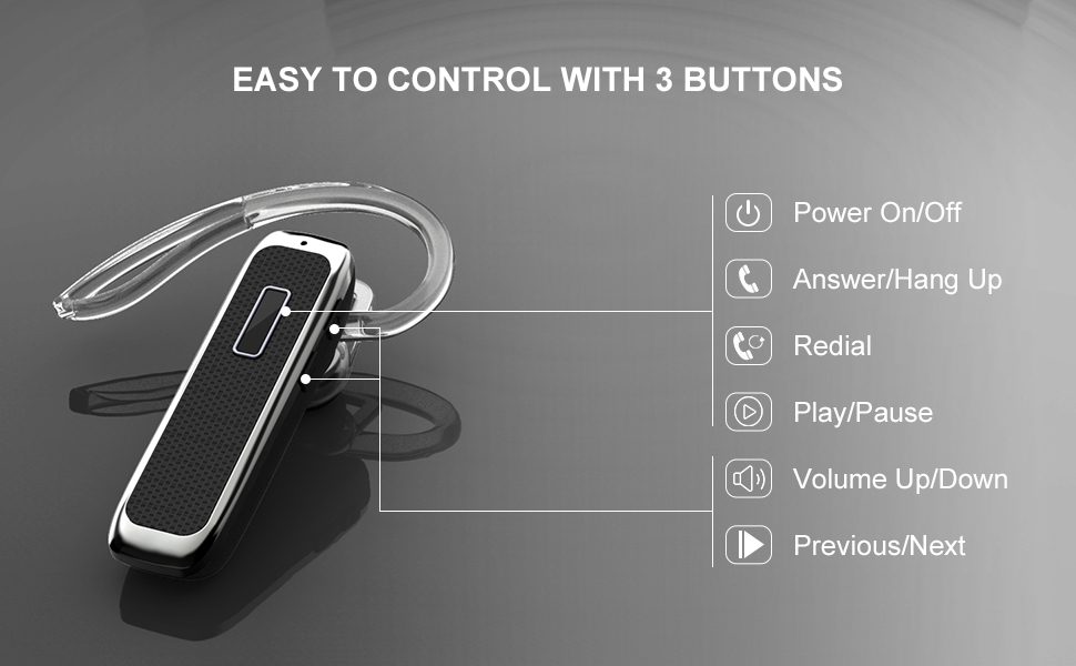 Marnana Bluetooth Headset Wireless Earpiece Hands-Free calls with Noise Cancelling Mic