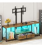 GYIIYUO LED TV Stand with Mount and Power Outlet &amp; Fabric Drawers for 32-85 Inches TV - Entertain...