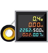 KETOTEK AC Current Voltage Amperage 6in1 Power Energy Monitor LCD Digital Display Voltmeter Ammet...