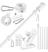 BONWIN White Flag Pole Kit for Outside House, 6FT Thickened Stainless Steel Wall Mount Flag Pole ...