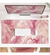 AQQA Pink Marble Desk Pad,Office Desk Mat 31.5