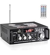 AV-298BT Stereo Audio Amplifier, Max 600W Amp 2 Channel Wireless Bluetooth 5.0 Power Amplifier Sy...