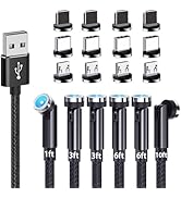Magnetic Charging Cable, 540° Rotating Magnetic Phone Charger [6-Pack, 1ft/3ft/3ft/6ft/6ft/10ft] ...