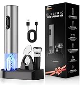 BABONIR 6-in-1 Electric Wine Opener Gift Set, Stainless Steel Automatic Corkscrew with Foil Cutte...