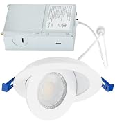 Builder Essential 4.25in Cutout 850 Lumens Round LED Recessed Light and Housing for Remodel or Ne...