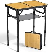 Anbte 2ft Camping Table Foldable with Storage Net, 3 Adjustable Heights Aluminum Small Folding Ta...