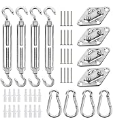 YOFIT 44 Pcs Shade Sail Hardware Kit, 6 Inch Outdoor Sun Sail Accessories, 304 Stainless Steel Tu...