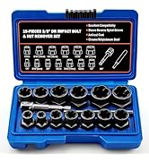 Greywolf Bolt Extractor Set, 15 pcs Bolt Extractor Kit with 3/8 Inch Stripped Nut Remover, Easy-t...