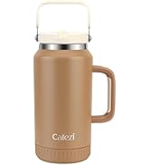 Cafezi 64oz Half Gallon Insulated Water Jug with Flip Straw &amp; Silicone-Grip Handle - Leak-Proof, ...