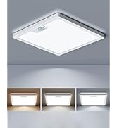 Annaror 12in Motion Sensor Ceiling Light Wired, 3000K 4000K 5000K Selectable, 24W Flush Mount Squ...