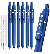 STAGEEK Blue Gel Pens, 6Pcs Quick Dry Blue Ink Pens with 3 Extra Refills, Fine Point Retractable ...