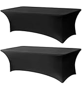Lemict 8FT Spandex Table Cloth - 2 Pack, Fitted Stretch Rectangle Tablecloth, Washable Table Cove...