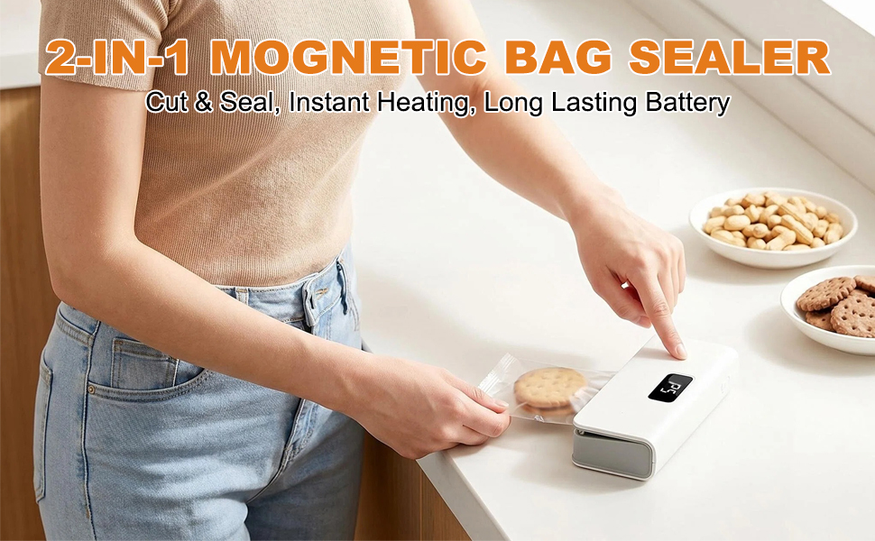 mini bag sealer with cutter and magnet magnetic bag sealer