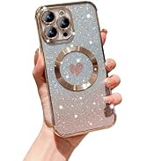 FABSPARK for iPhone 15 Pro Max Phone Case,Compatible with Magsafe,Magnetic Luxury Plating Glitter...