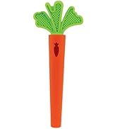 Nuby Silicone Carrot Tube Teether - Baby Teething Toy - Massaging Bristles for Sore Gums - 3+ Months