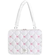 Bow Laptop Sleeve 13-15 Inch Puffy Laptop Carrying Case with Handle Cute Quilted Computer Sleeve ...