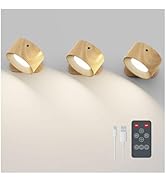 Koopala 3PACK Rechargeable LED Wall Sconce, Cordless Battery with Remote Powered Wall Sconce, 3 B...