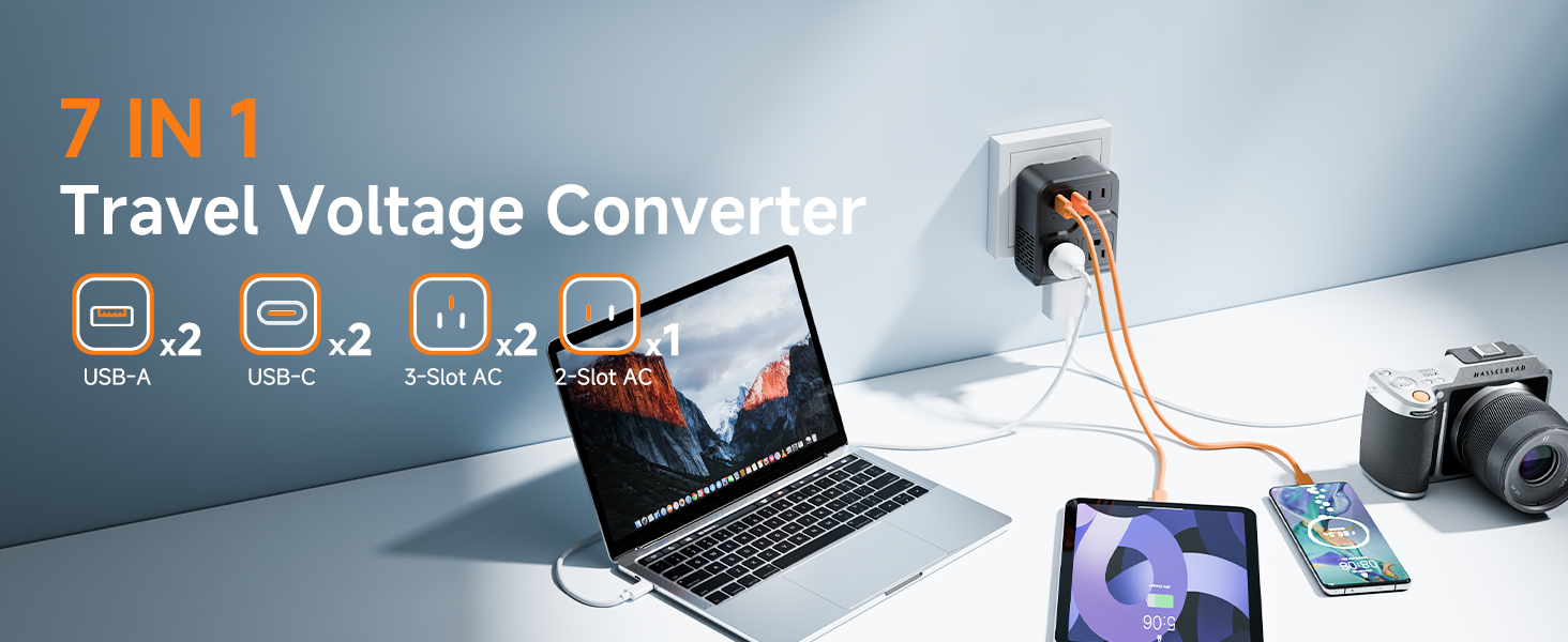 220v to 110v voltage converter for us to europe travel plug adapter power converter adapter combo 