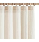 jinchan Soft Linen Curtains, Natural Curtains 96 Inches Long, Crude Light Filtering Farmhouse Cur...