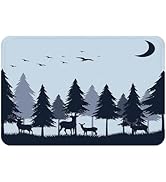Forest Bath Rug Mountain Nature Tree Happy Camper RV Door Mat, Memory Foam Bathroom Mat 29.5L x 1...