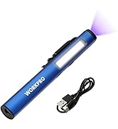 WORKPRO Rechargeable Pen Light with UV Flashlight, 2 LED White Light Modes with 450 Lumens Max, 3...