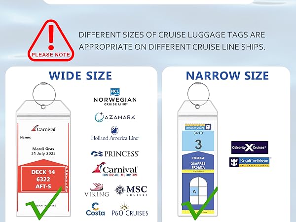 two sizes of cruise luggage tags