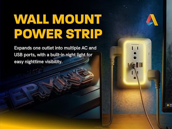 Wall Outlet Extender PD 20W with Night Light