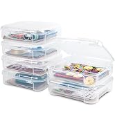 6 Packs Clear Photo Storage Containers with Rounded Corners, Stackable Small Storage Box for 6" x...