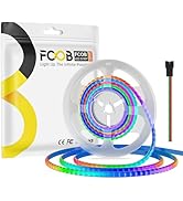 FCOB 6.56FT WS2812B IC RGB COB LED Strip 160LED/m, 3 Pin 5V Individual Addressable Dream Color 32...
