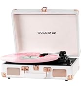 GOLDSHIP White Record Player Portable Suitcase Design Turntable with 3.5MM Headphone Jack, Vinyl ...