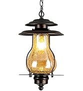 GZBtech Outdoor Pendant Hanging Lights for Porch,Farmhouse Exterior Pendant Lantern,Waterproof Pa...
