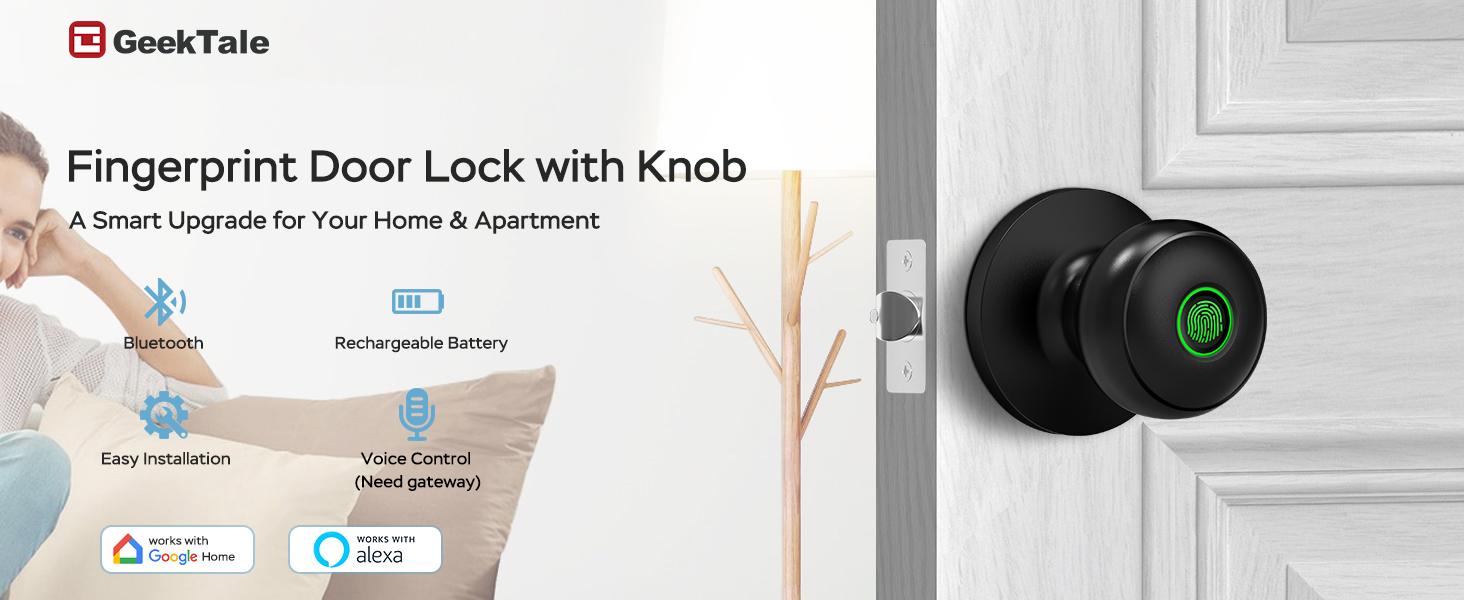 fingerprint door lock with knob