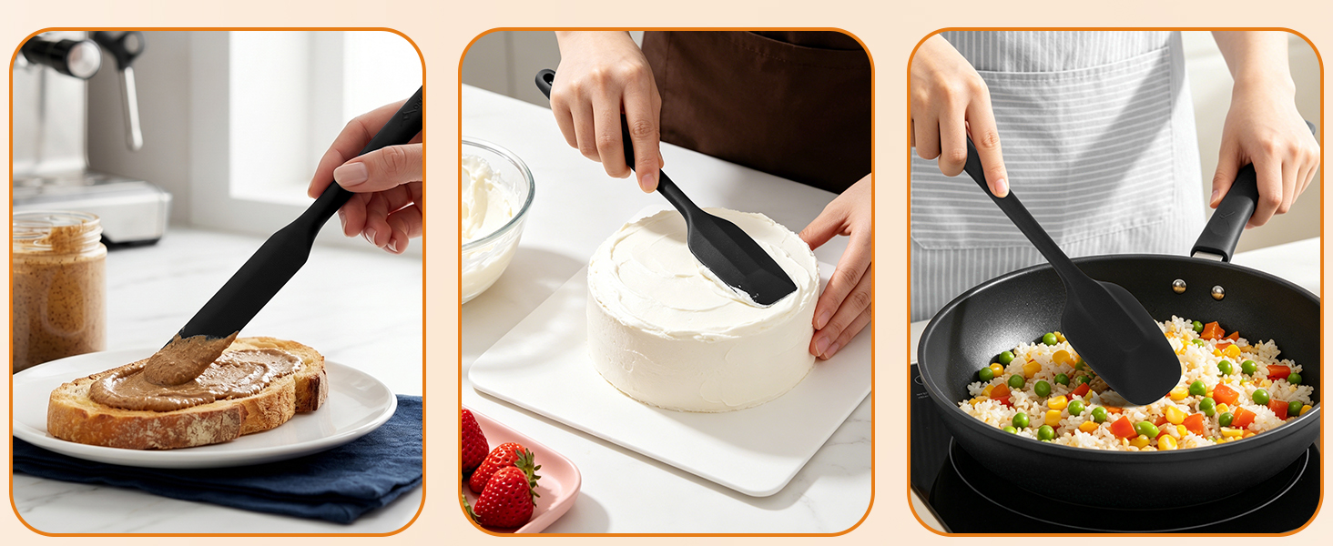 Silicone spatula for baking, lifting cookies, frosting cupcakes, mashing potatoes
