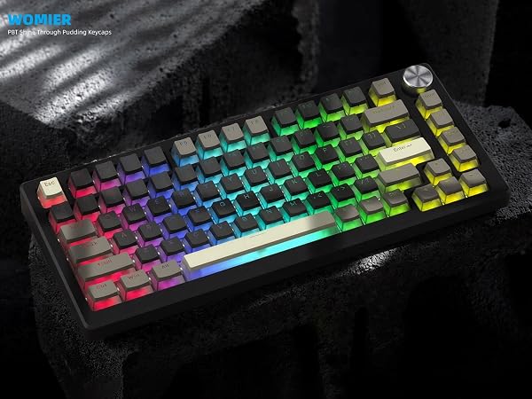 Pudding Keycaps, PBT Shine Through Keycaps 143 Keys Set Custom Key caps