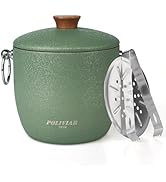 POLIVIAR Ice Bucket, 2.5L Double Wall Ice Bucket with Lid, Stainless Steel Ice Bucket with Tong &amp;...