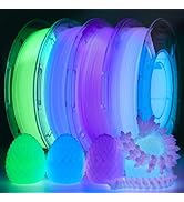 AMOLEN Glow in The Dark Multicolor Fast Change 3D Printer Filament 1.75mm, 5 Meter Green, Blue an...