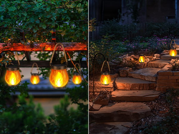 solar flame wall lights