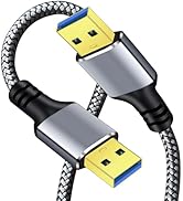Tan QY USB 3.0 A to A Male Cable 1Ft, USB Male to Male Cable Double End USB Cord Compatible with ...