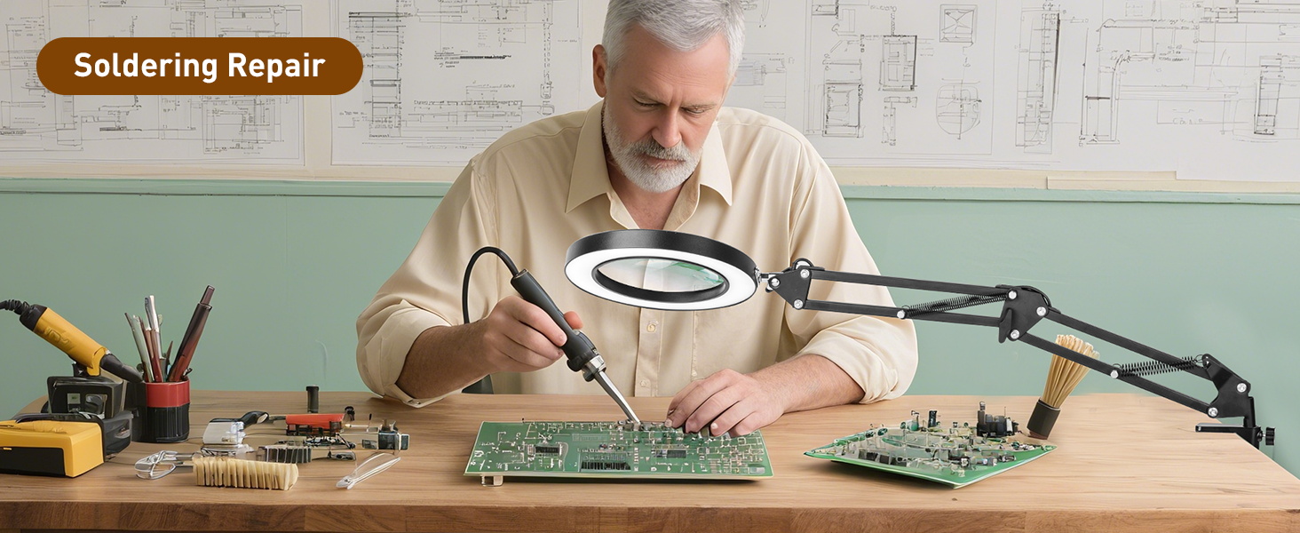 magnifying light for crafts hands free lighted magnifying glasses desk lamp Soldering Repair
