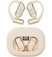 Open Ear Wireless Bluetooth Headphones, Pain-Free Air Conduction Ear Buds with LED Digital Displa...