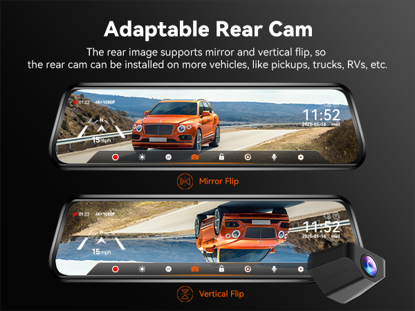 rear view mirror with backup camera