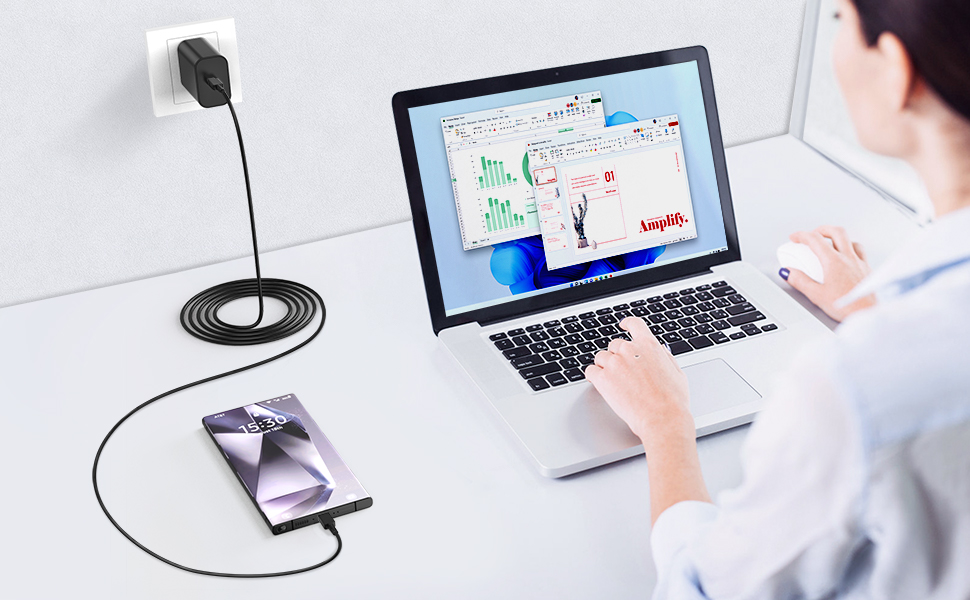 Charges my phone quickly and love that the cord is long