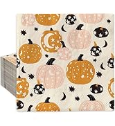 AnyDesign 80 Pack Fall Paper Napkins 6.5 Inch Orange Pink Pumpkin Napkins Disposable Square Lunch...