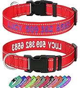 Taglory Personalized Dog Collars, Embroidered Reflective Dog Collar with Name and Phone Number, A...